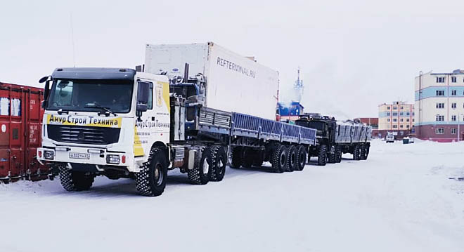 Очередная партия продовольствия в объёме 53 тонны поступила в Певек из Магадана по автозимникам